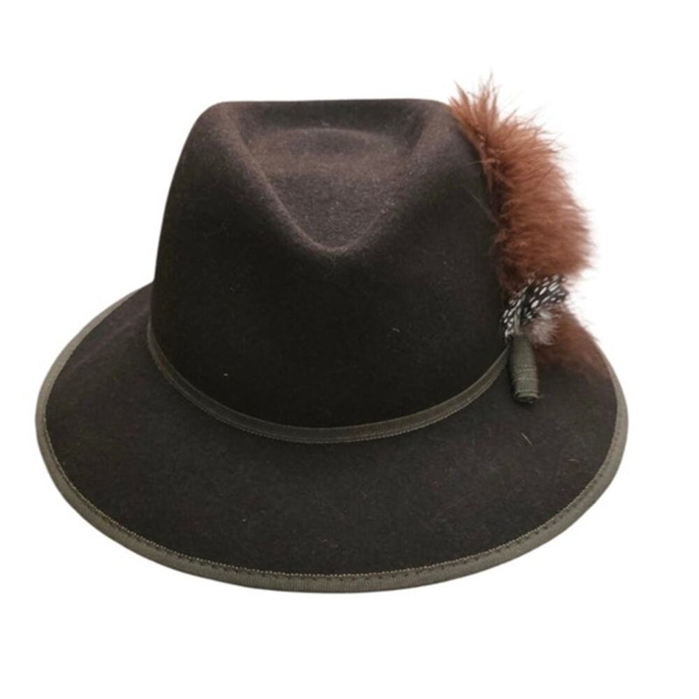 Vintage Betmar Felt Fedora Hat Womens Brown Feather Accent Wool Neiman Marcus - Picture 7 of 9